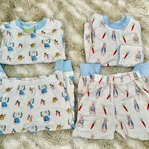 Adorable Kids Pajama Set with Blue and White Patterns
